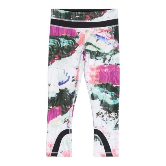 Lululemon size 8 Run inspire crop II leggings luxtreme white pink splatter mesh - Picture 12 of 13